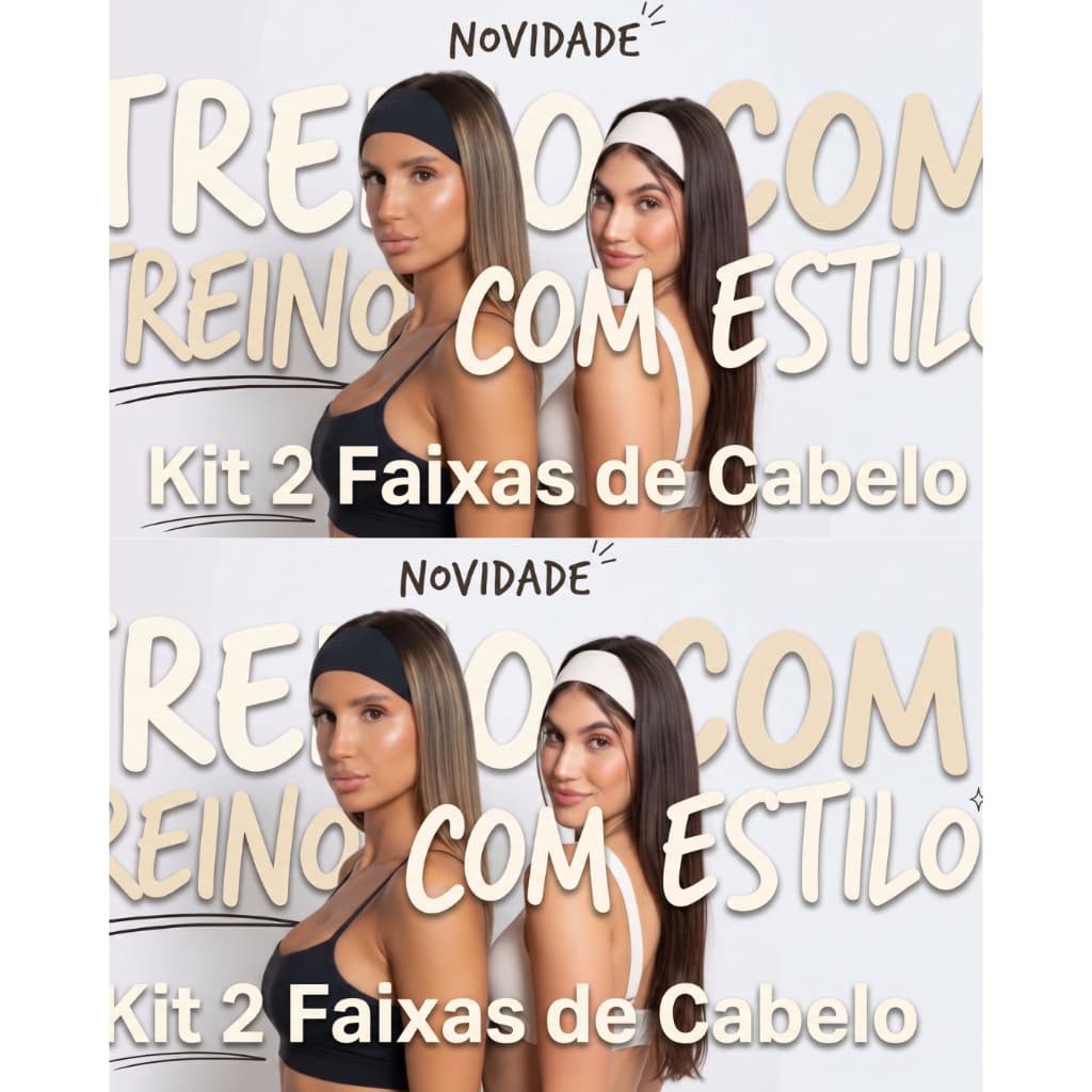 Kit com 2 Faixas de Cabelo Estilo Blogueira para Ginástica.