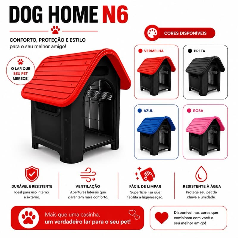 Casa Casinha De Cachorro Dog Home N6 Pequeno a Medio Porte Desmontável E Moderna