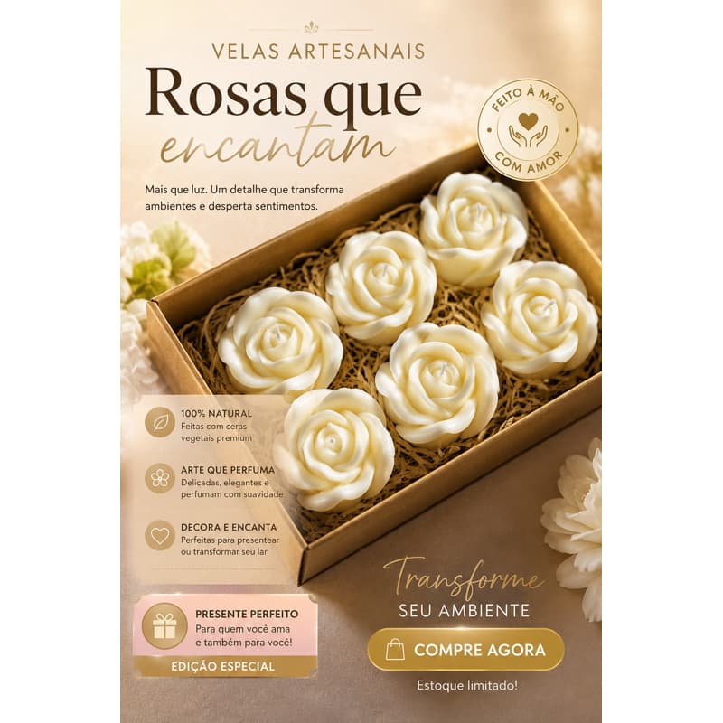 kit de 6 velas aromáticas flower.