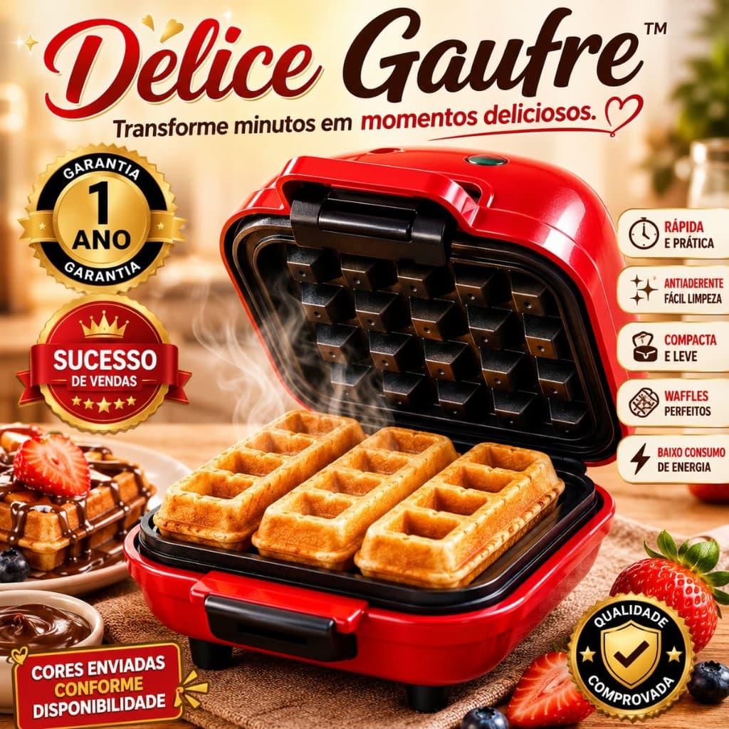 Mini Máquina Waffles Elétrica Portátil Cozinha Panquecas Automático 110V