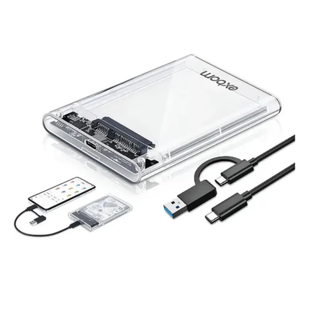 Case Hd Externo Usb 3.0 HD 2.5 Notebook Pc PS4 Transparente para Computador Celular Tablet