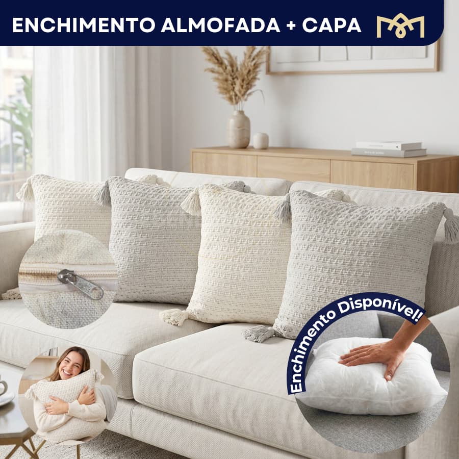Kit Capas De Almofada Crochê Renda Excelente Acabamento Conforto Durabilidade Macio 45x45cm Premium