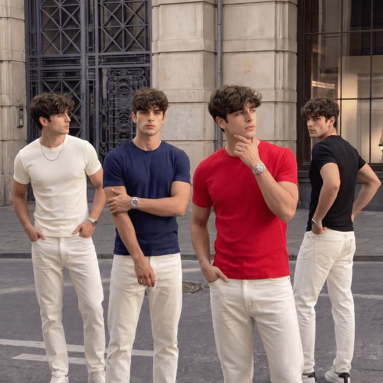Kit 4 Camiseta Americana Masculina Canelada Slim Fit Básica Ribana Estilo Us Drip Elegante