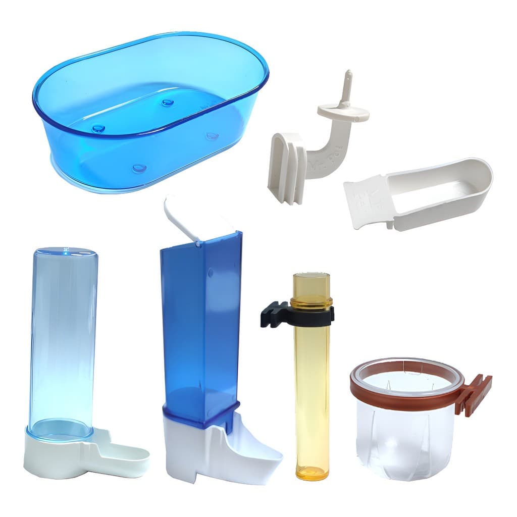 Kit 7 Peças Trinca-ferro,  Bebedouro, Comedouro, Banheira