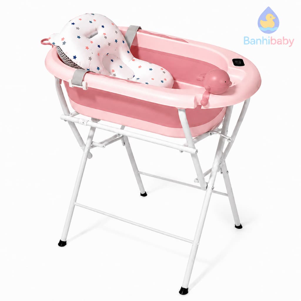 Banheira  Com Suporte para bebe com termômetro digital + almofada + chuveirinho de mão