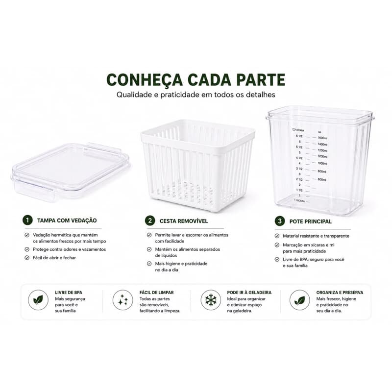 Cesto organizador de alimentos resistentes