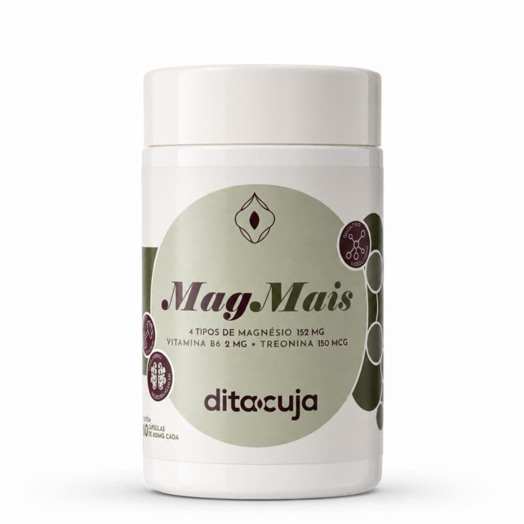 Magnésio MagMais Dita Cuja 60 Cáps, Suplemento Sono Relaxamento Energia