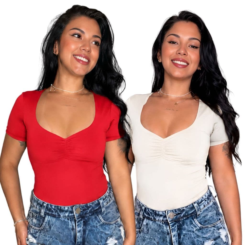 KIT 2 body sensual decote coração promoção justinho modelador