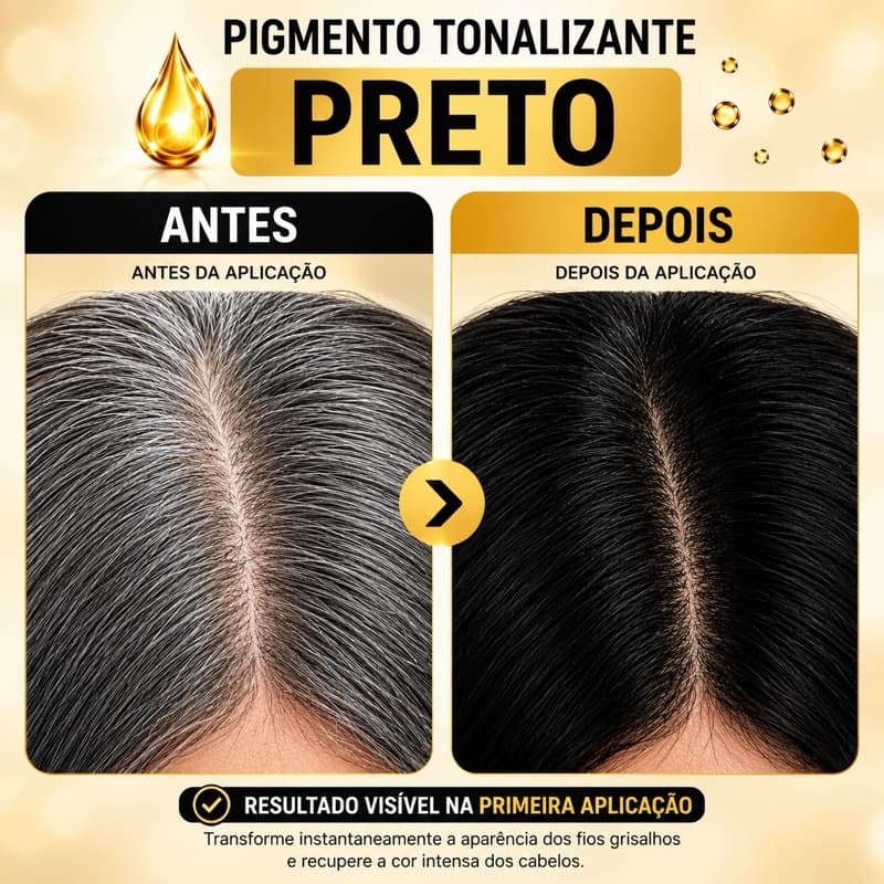 Pigmento preto tonalizante PRO, tintura, escurecedor instantâneo na primeira aplicação, ideal cabelos brancos,grisalhos.