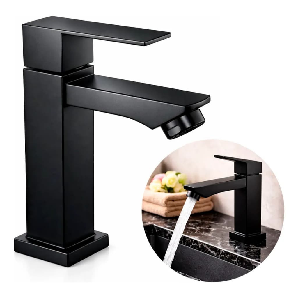 Torneira Banheiro Lavabo Metal Preto Fosco Luxo Moderna 1/2 Cuba