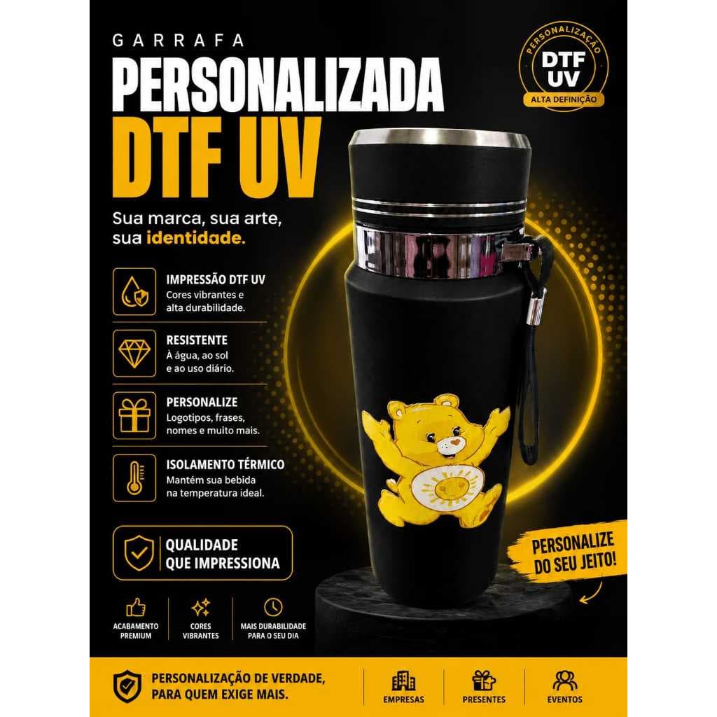 GARRAFA TÉRMICA 800ML PERSONALIZADA COM DTF UV