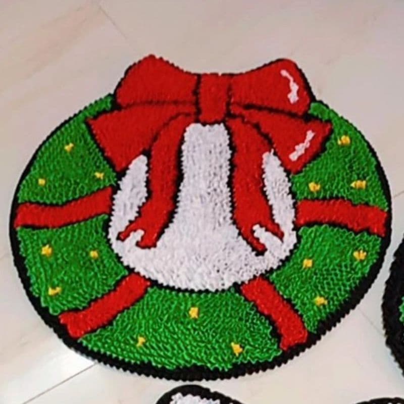 Tapete Banheiro Natal 3 Peças Tapetes de Frufru com Antiderrapante