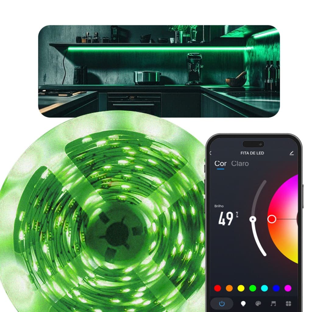 Fita led RGB color smart wifi bivolt alexa 5mts branca AGL