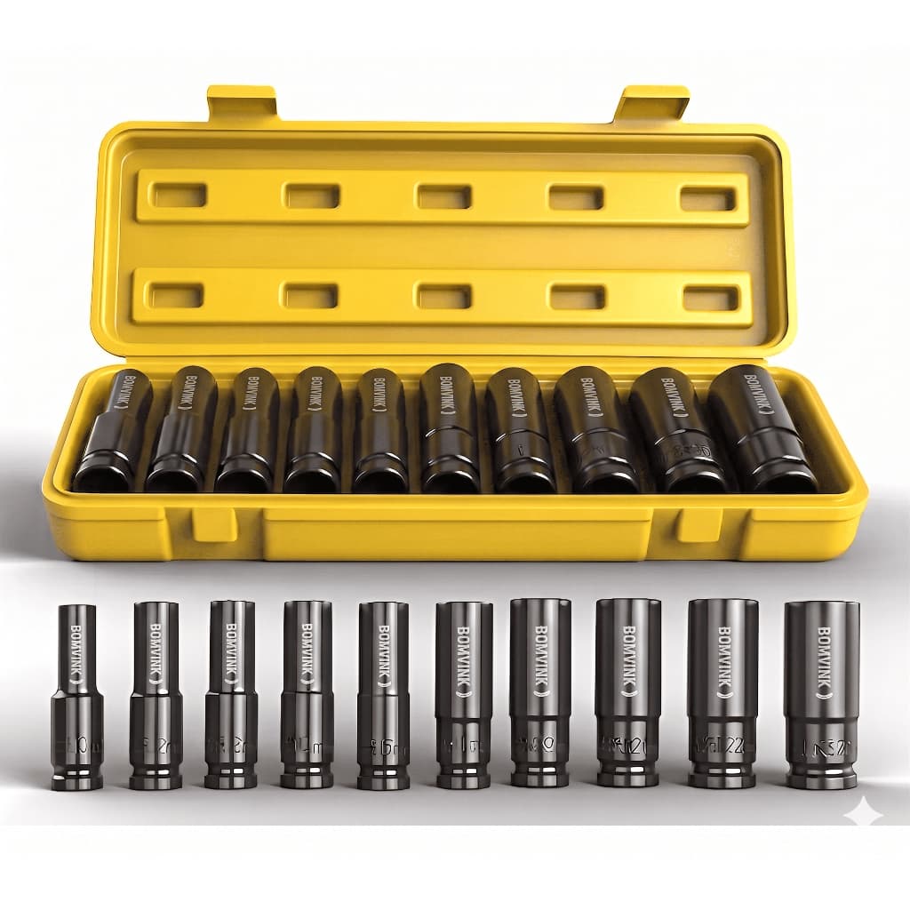 Jogo Soquete Longo Sextavado Impacto 1/2 8-24 Mm 10pcs