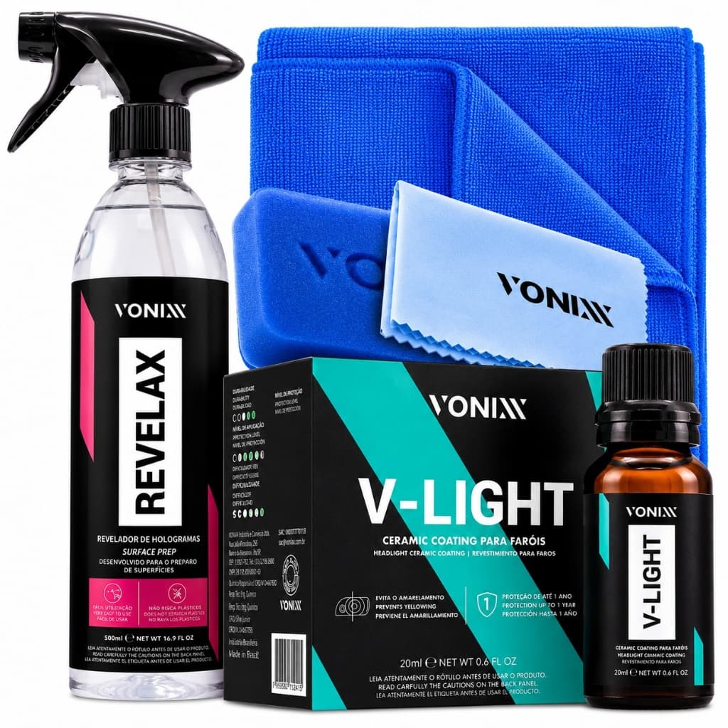 Produto Para Tirar Amarelado De Farol V-light Vonixx 20m Kit