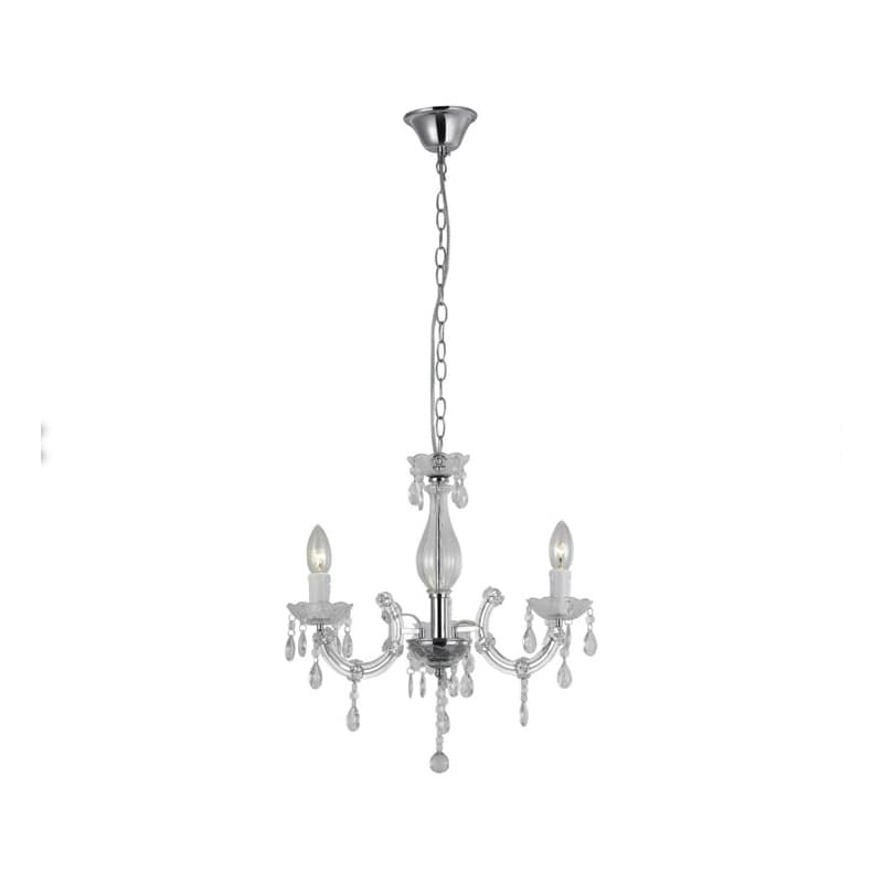 Lustre Candelabro 3 Lâmpadas Cristal Incolor Treviso LLUM Bronzearte