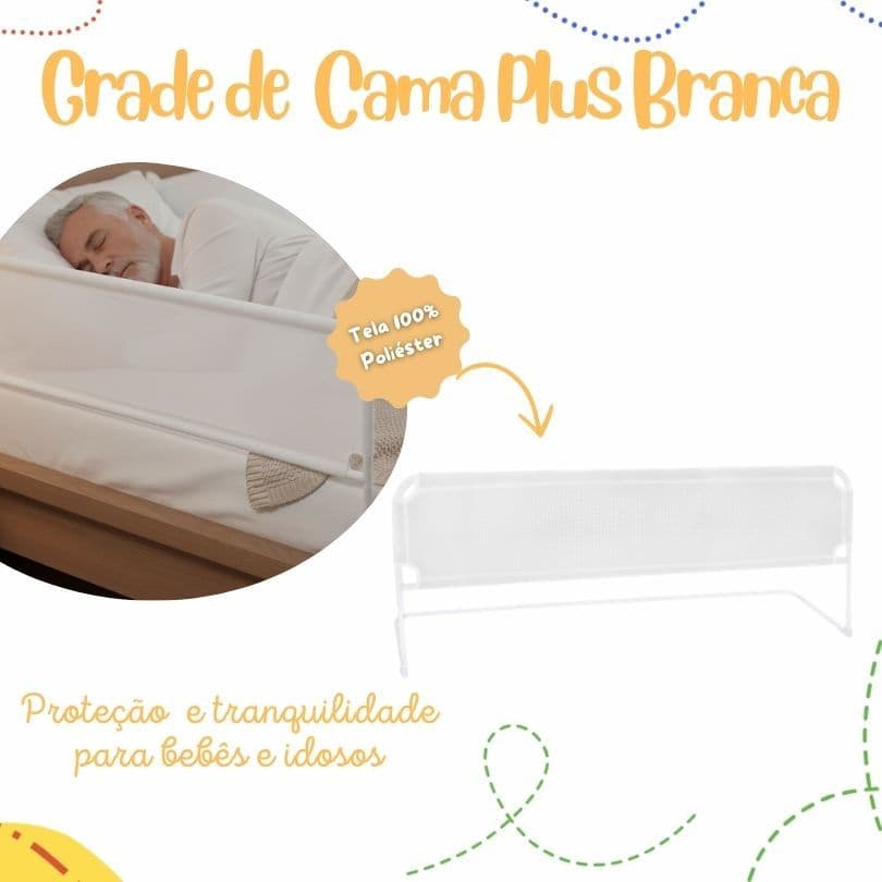 Grade de Cama Master Alta 120cm Comprimento Infantil Adulto Idoso Reforçada Lavável Dobrável