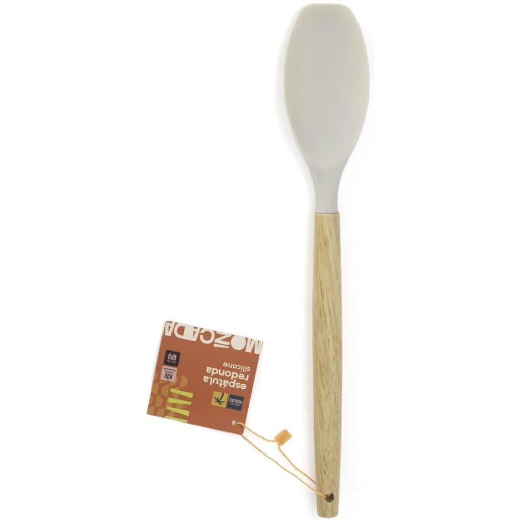 Espátula Redonda de Silicone com Cabo de Madeira Mozcada