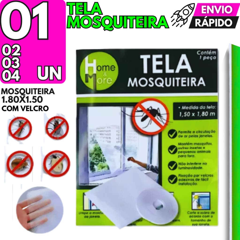 Tela Mosquiteiro Ajustável 1.80x1.50 Para Janela Rede Proteção Mosquito Dengue Insetos