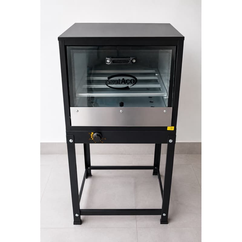 Forno Industrial A Gás 80 Litros Com Cavalete Tampa Vidro Cor Preto