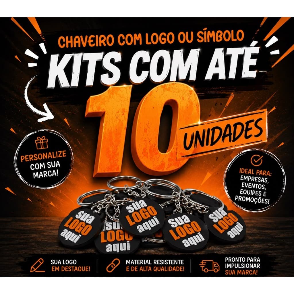 1, 5 ou 10 Chaveiros Personalizado com Logo Brinde Corporativo e Cartão Digital com TAG NFC Opcional