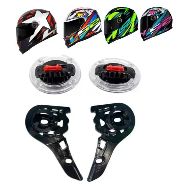 REPARO SUPORTE LS2 FF358/FF396 FW3 COMPLETO BOTÃO TRANSPARENTE PRETO PAR