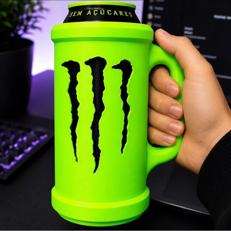 Caneca Porta Lata Estilo Energy Drink 550ml – Impressão 3D