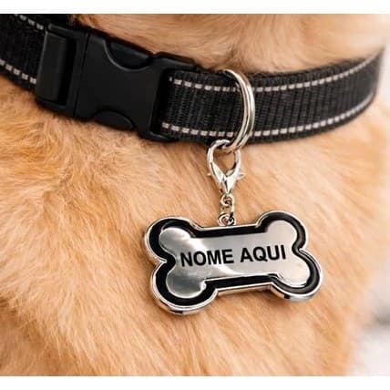 Placa De Identificação Plaquinha Coleira Cachorro Pet Pingente Nome Personalizado