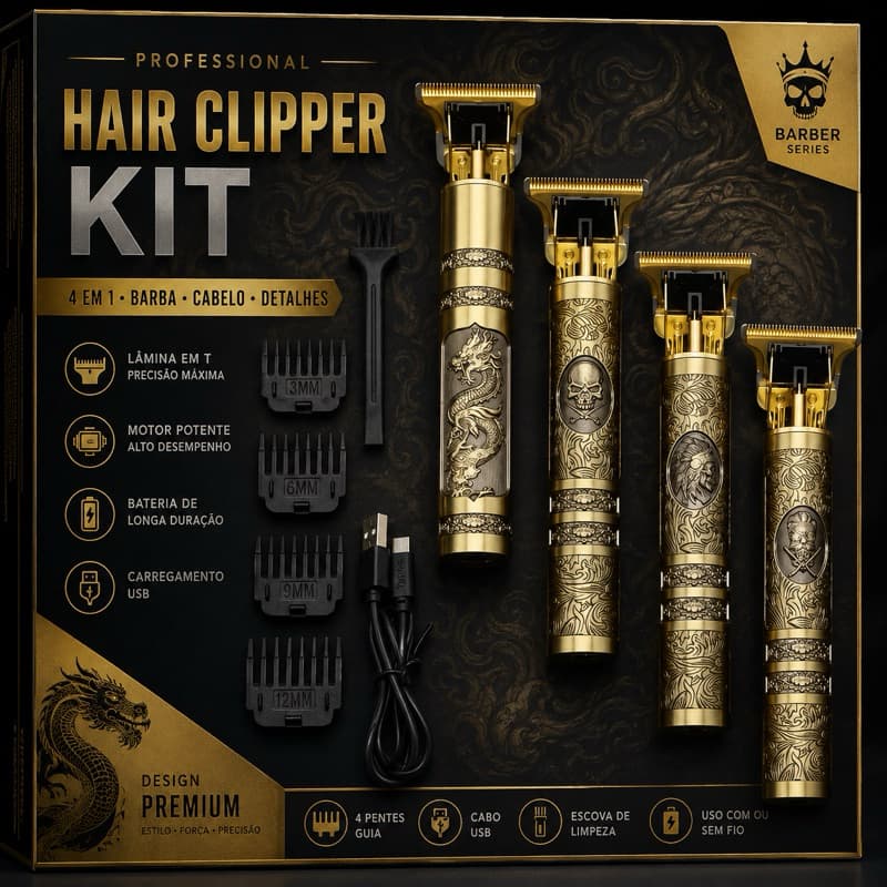 Máquina De Cortar Cabelo Para Barba Masculina Designer Aleatório Elétrico Profissional Envio Imediato