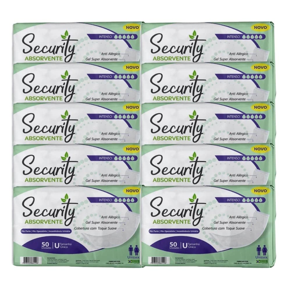Kit C/10 Security Absorvente Geriátrico/Pós Parto Operatório/Incontinência Urinária Unissex 50 Uni
