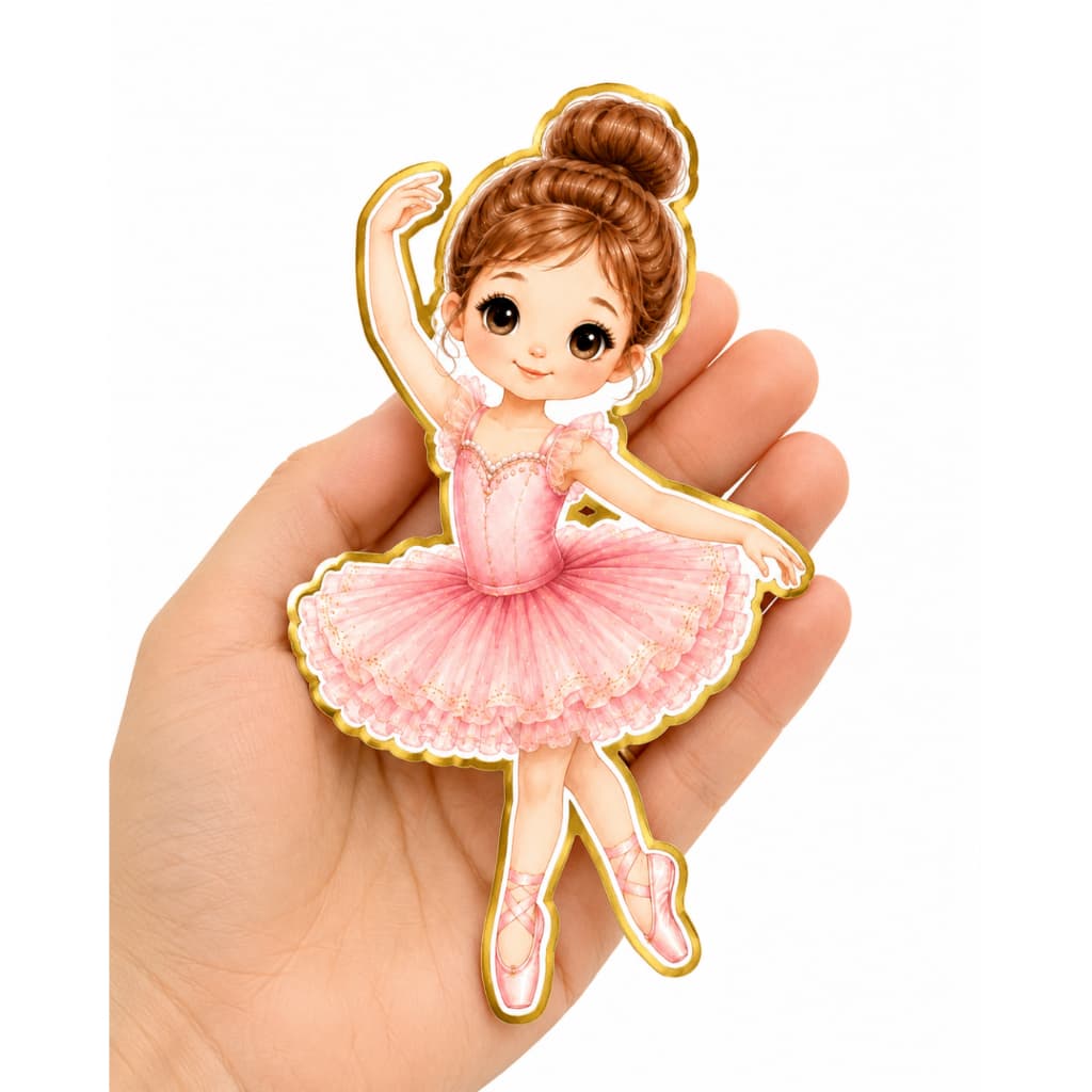 Aplique para Tubete e Caixinhas Tema Bailarina 5cm – Papel Fosco + Lamicote | Pronta Entrega