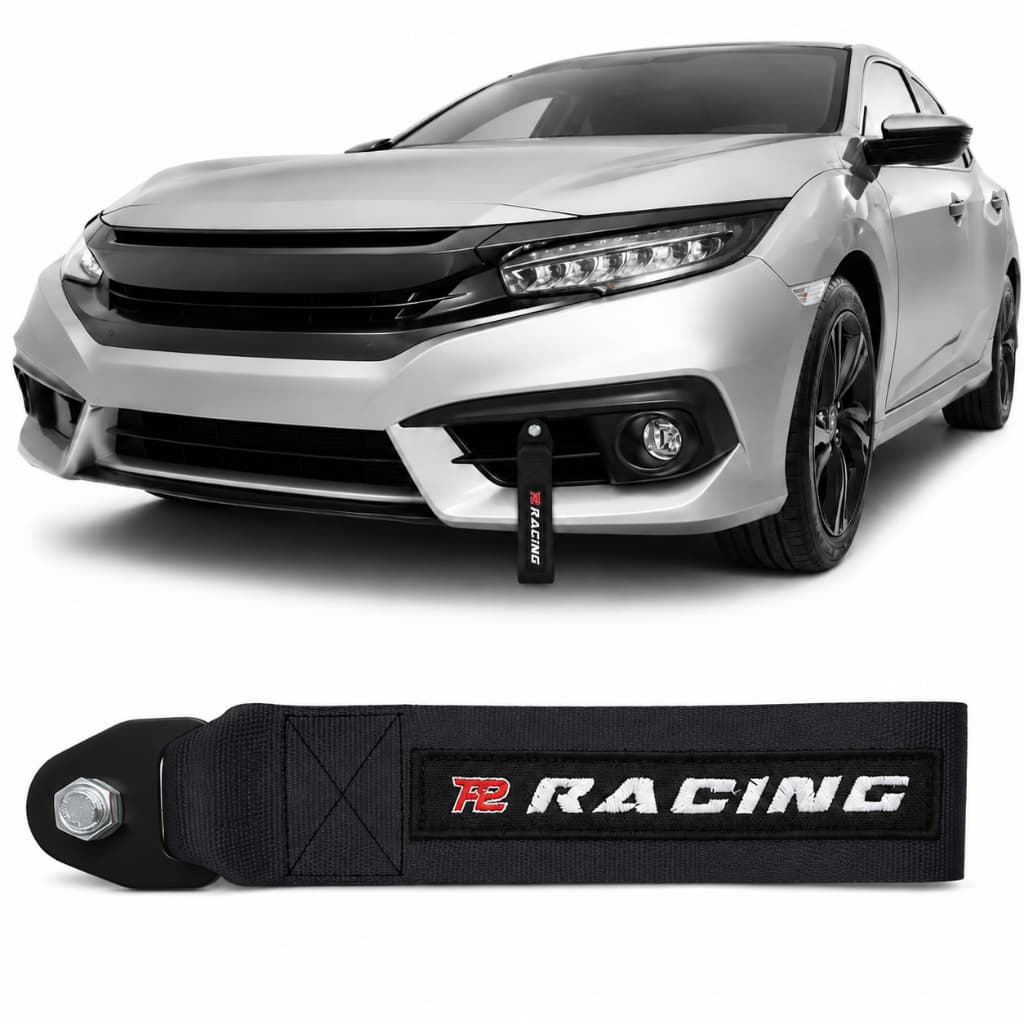 Tow Strap Hook Cinta de Reboque  com Engate Parafusado - Preto
