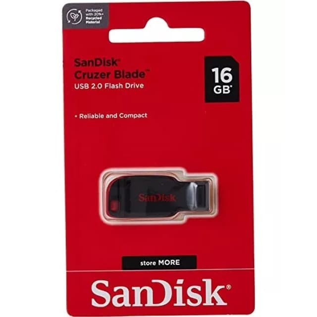 Pen Drive SanDisk Cruzer Blade USB 2.0 32GB Preto e Vermelho