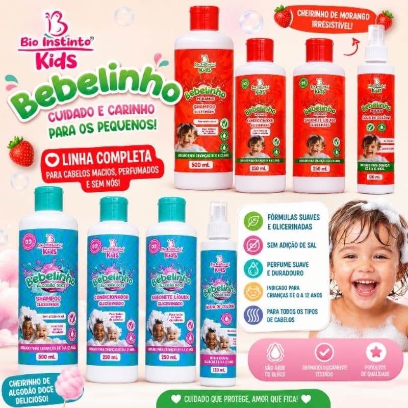 Shampoo kit Infantil com 4 Produtos /de 0 a 12 Anos