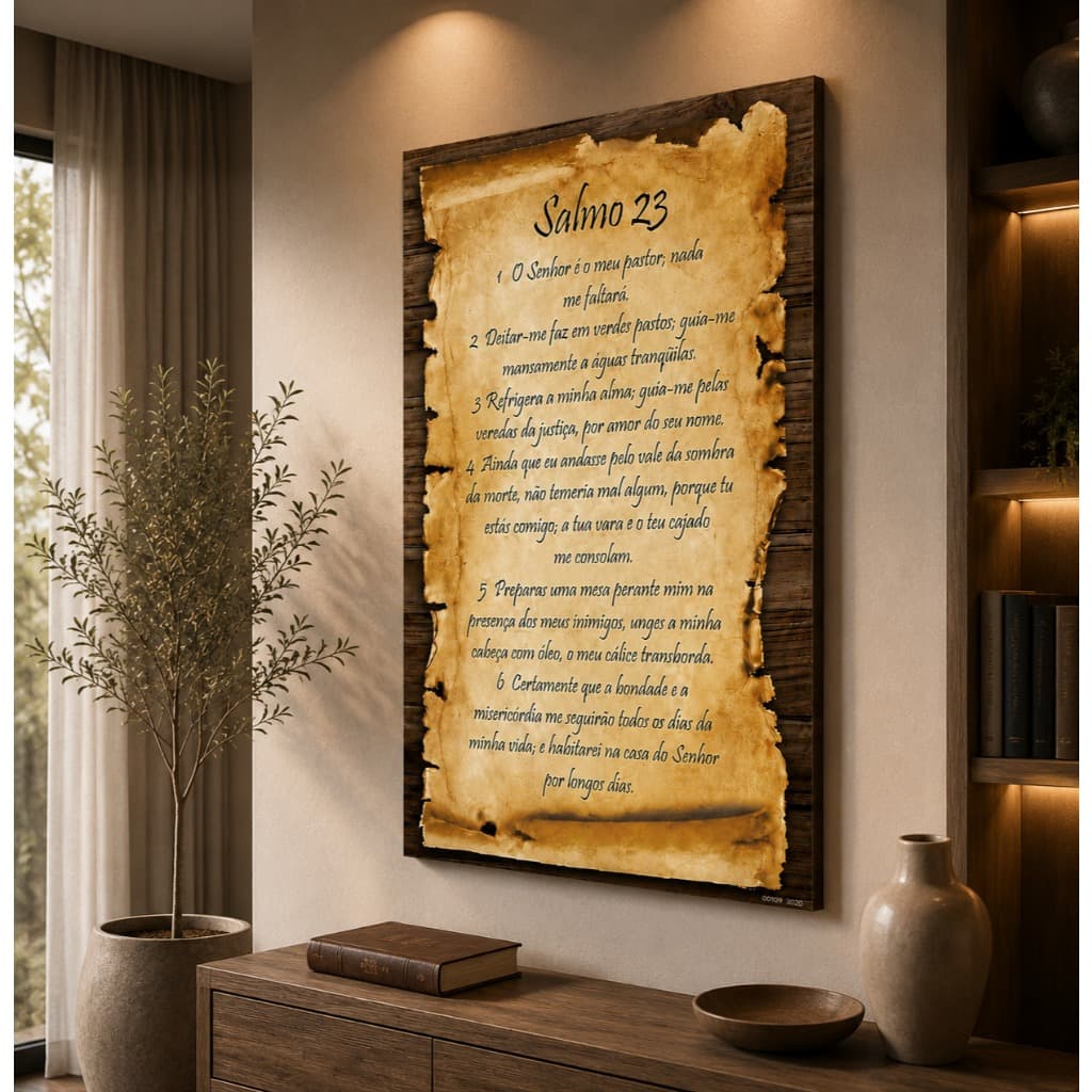 Quadro Cristão Salmo 23 Decorativo para Sala Quarto Parede Religiosa