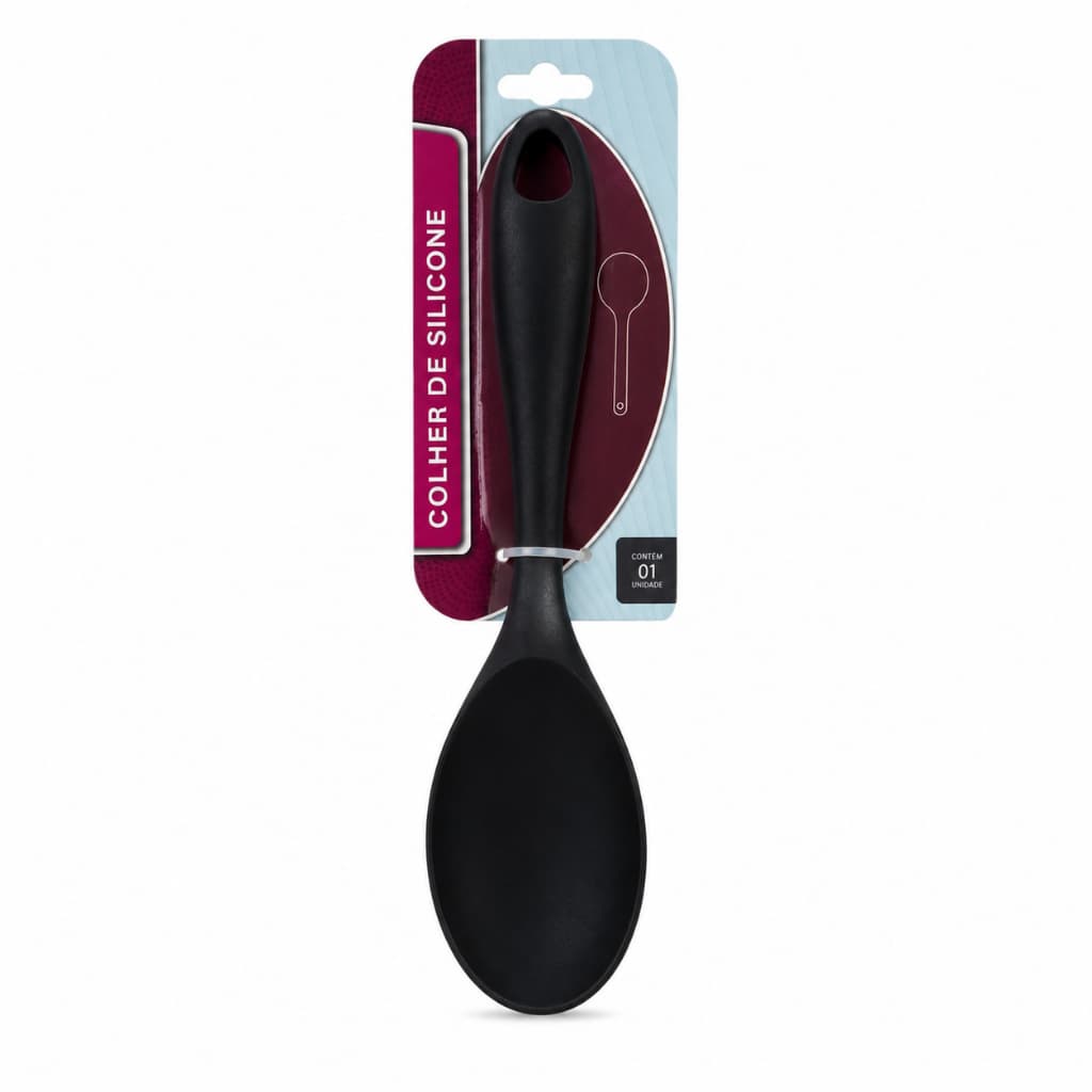 Colher de Silicone 22,5cm para Cozinhar Não Risca Panelas Antiaderentes Resistente ao Calor Belakaza