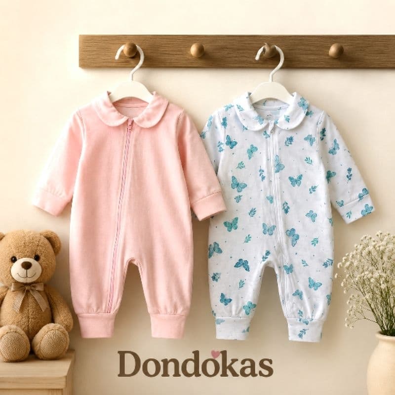 Kit 2 Macacão Bebê com Zíper Infantil  Malha 100% Algodão Manga Longa Roupa de Bebe Menina 2 Peças M e G