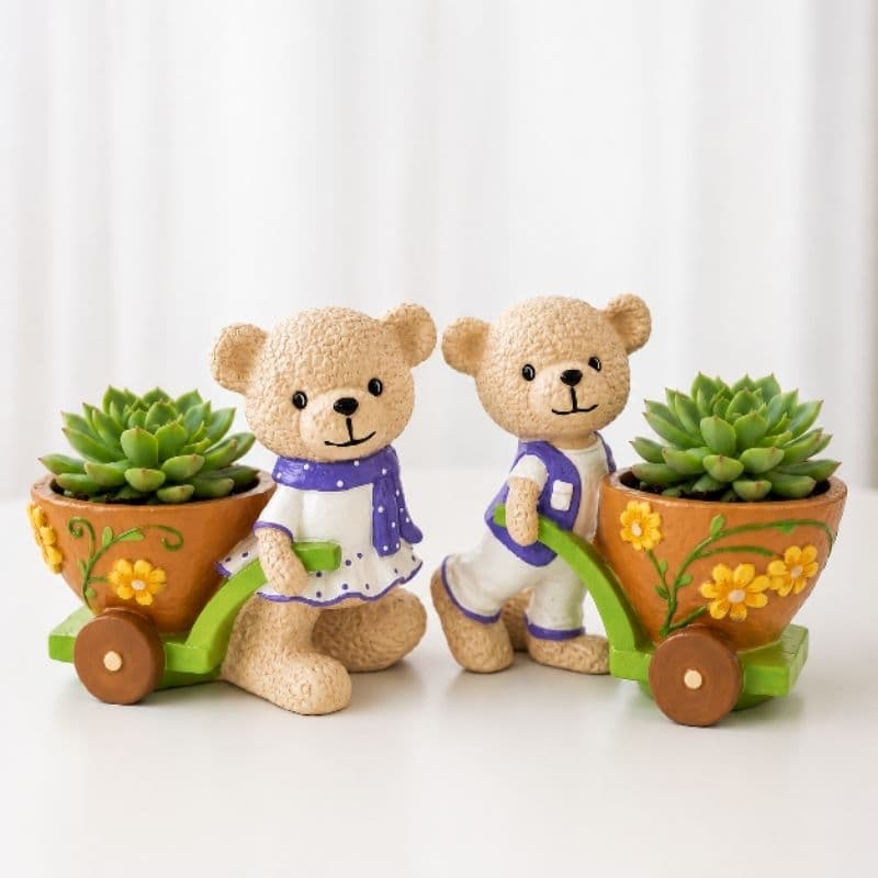 Cachepôs Ursinhos em Gesso para Suculentas- Vasinhos Decorativos