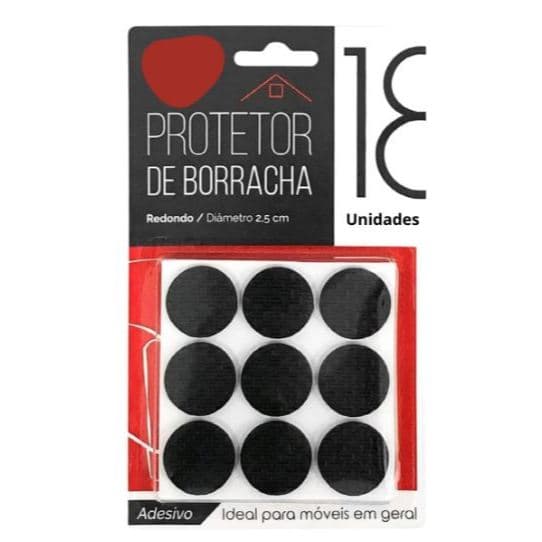 Kit Protetor Borracha Redondo 18 Unidades 2,5cm Pé Móveis Cadeiras Resistente Piso Porta Anti deslizante Proteção Autoad