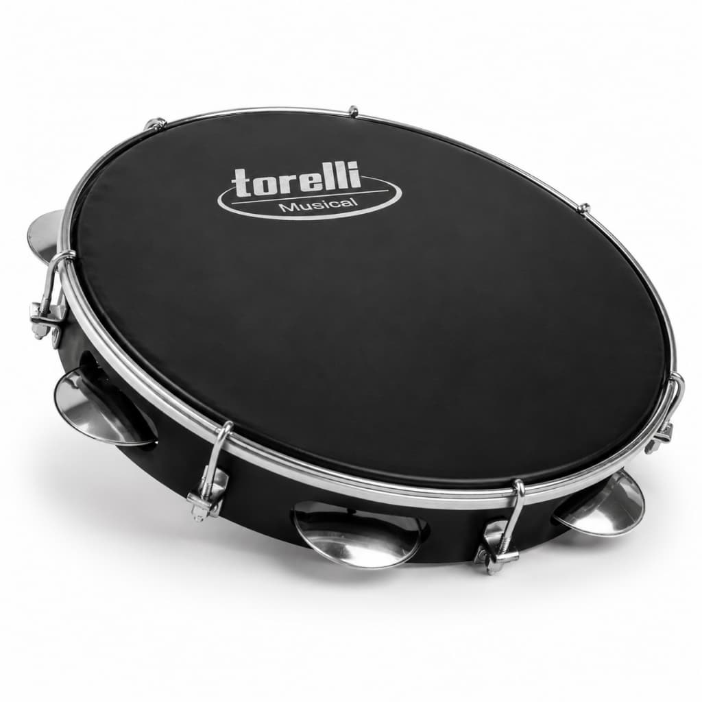 Pandeiro Torelli 10" TP301 Injetado com Pele Preta Leve e Resistente