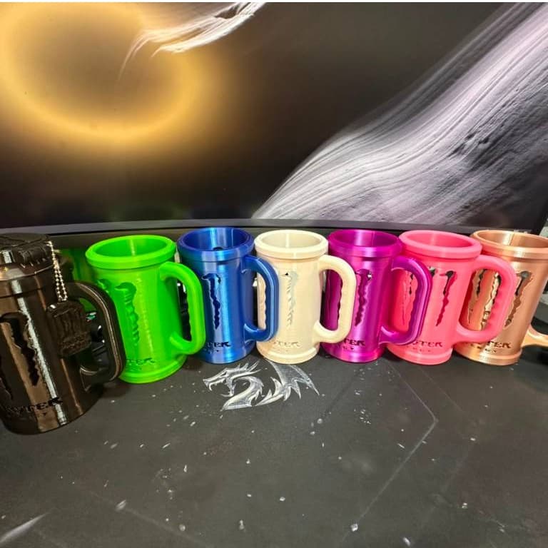 Caneca Monster + Tampa + Abridor Porta Lata Monster Suporte Energetico