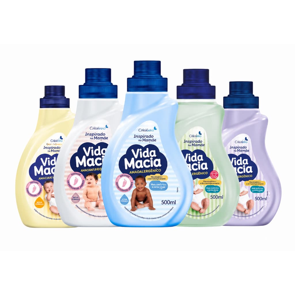 Amaciante Diluído Vida Macia Glicerina Aromas 500ml Hipoalergenico para Bebês