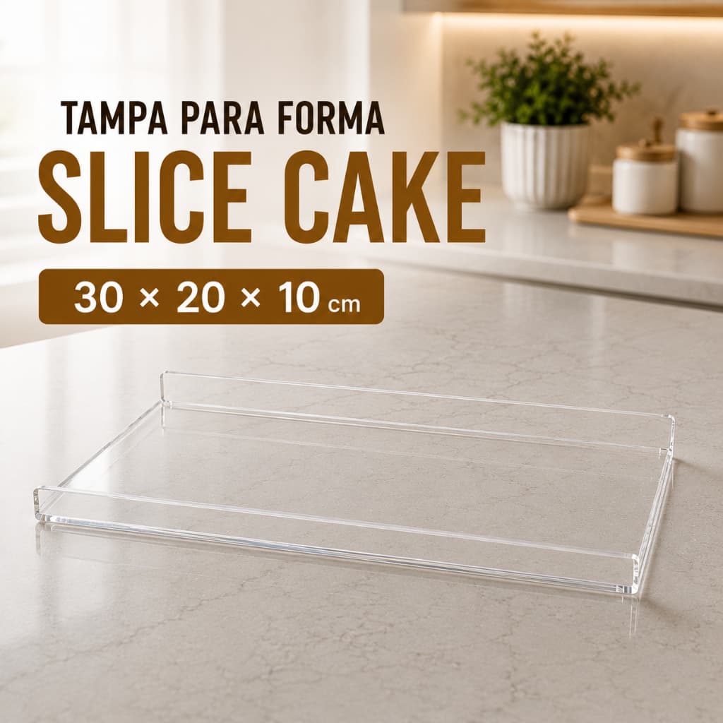 Tampa Acrílica Slice Cake 30x20x10 cm | Proteção para Bolo Transparente