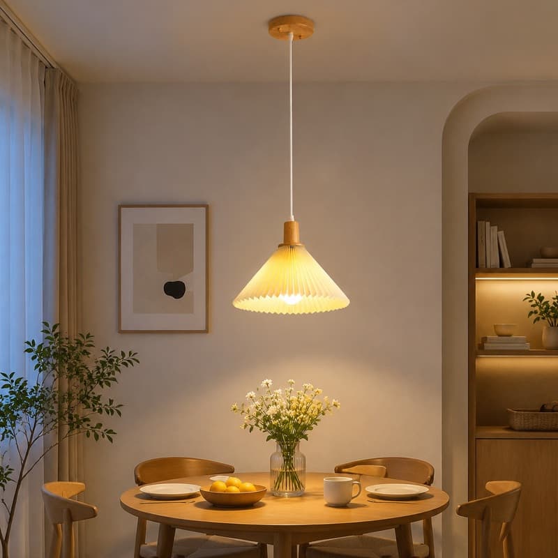 Luminária Pendente de Cabeça Tecido Plissado Luz Suave Moderna Sala Quarto Jantar Hotel Restaurante Decoração