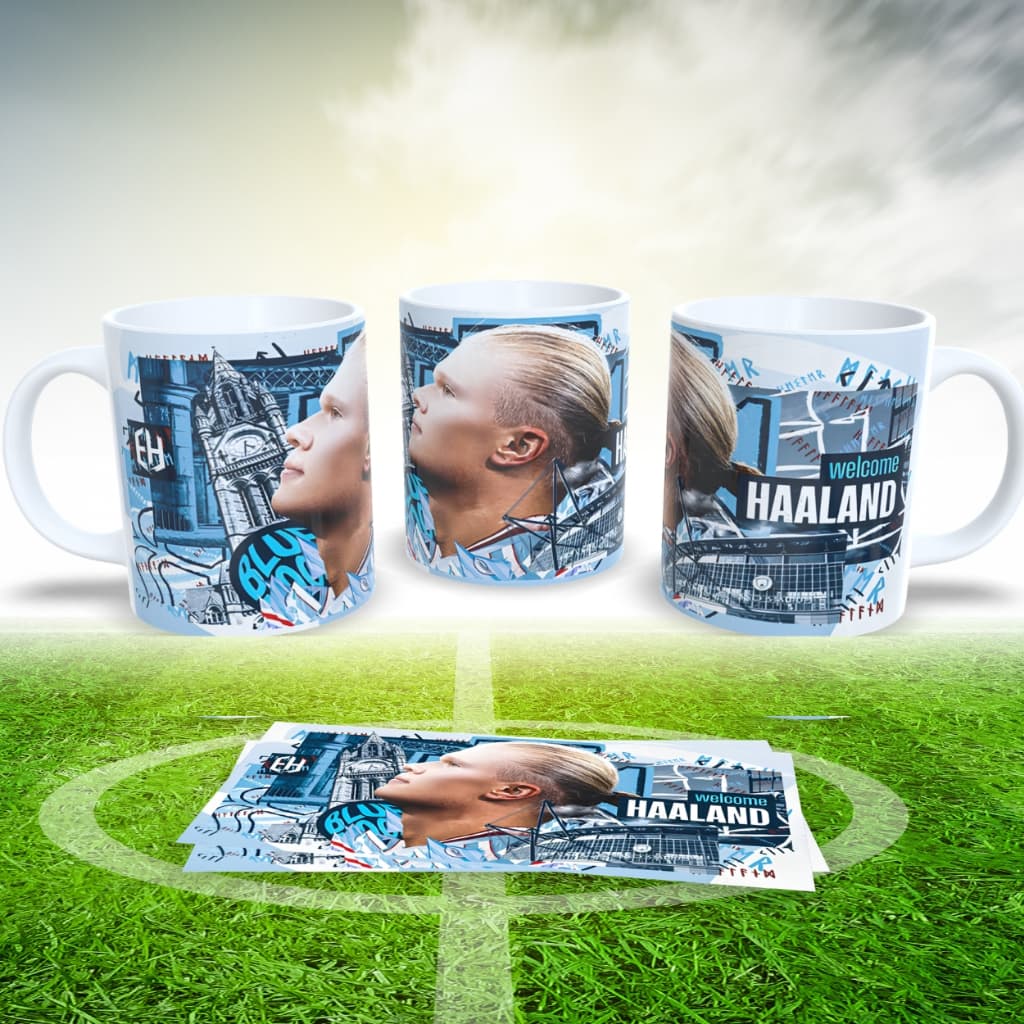 Caneca Engraçada Haaland Presente Divertido Artista Jogador Futebol