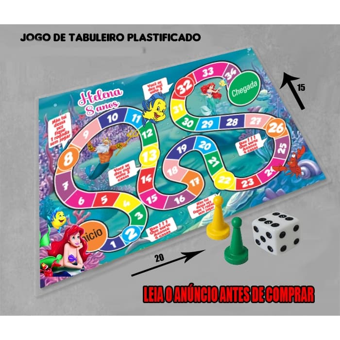JOGO DE TABULEIRO DA SEREIA ARIEL E TODOS OS TEMAS PERSONALIZADO PARA LEMBRANCINHAS DE ANIVERSARIO INFANTIL