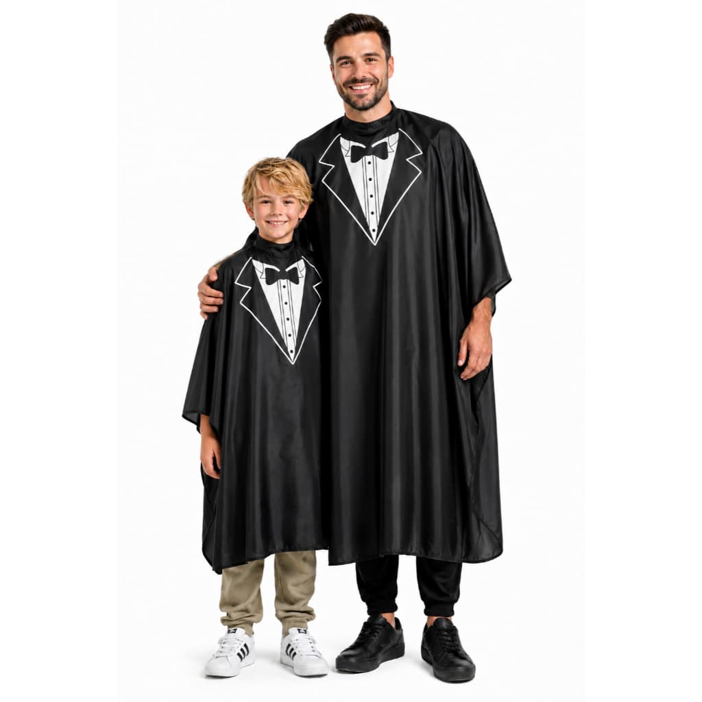 Capa De Corte De Cabelo Infantil E Adulto Estampada p/ Barbearia, Cabeleireiro Kit c/ 02 un.