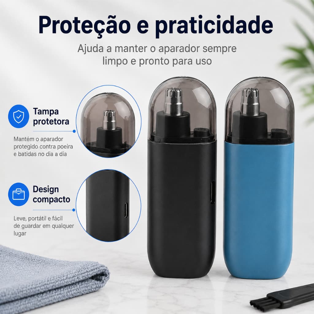 Aparador Elétrico Nariz e Orelha USB Recarregável Portátil Removedor Pelos Facial