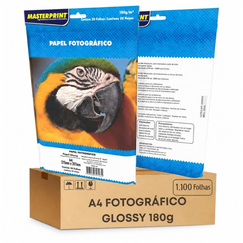 Caixa Fechada Papel Fotográfico 180g A4 Glossy 1100 Folhas SUPER PROMOÇÃO!!!