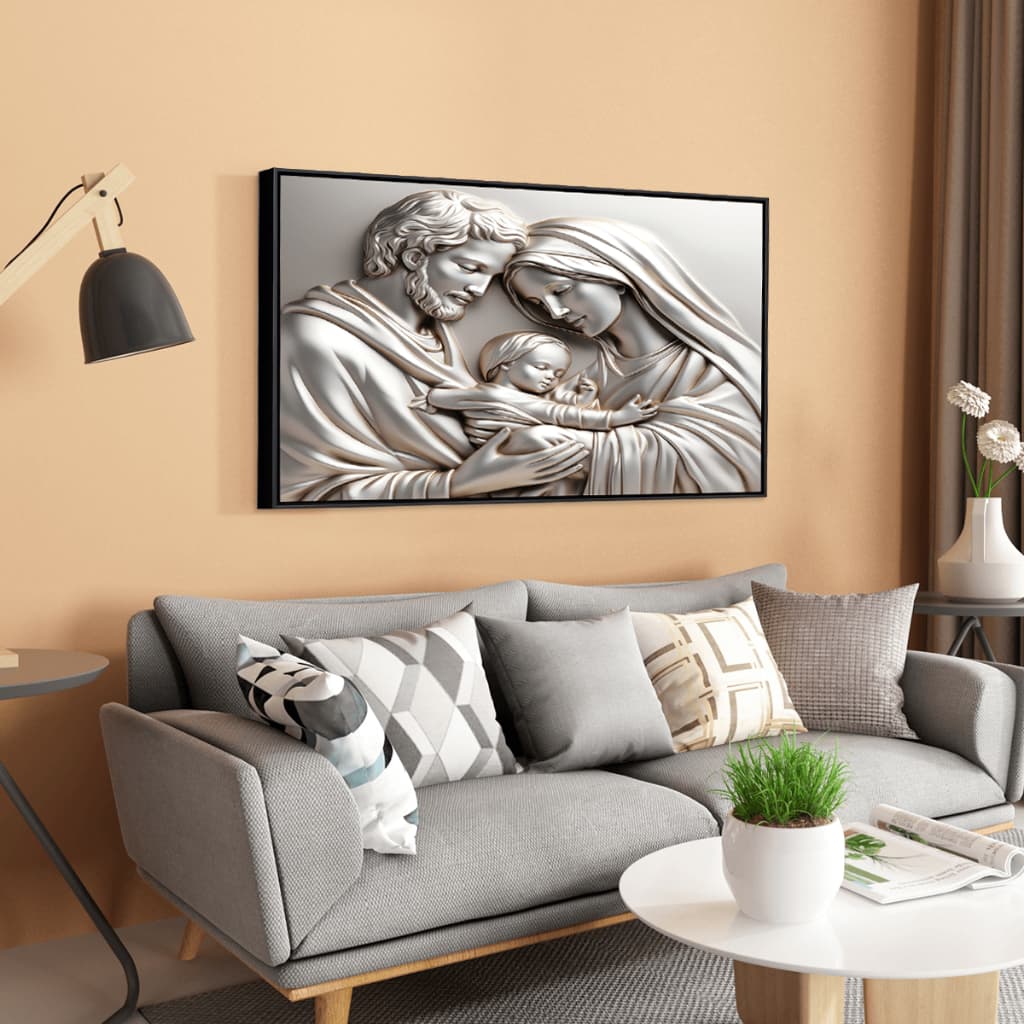 *OFERTA* Quadro Religioso Cristão Sagrada Família em Tela Canvas com Moldura Premium